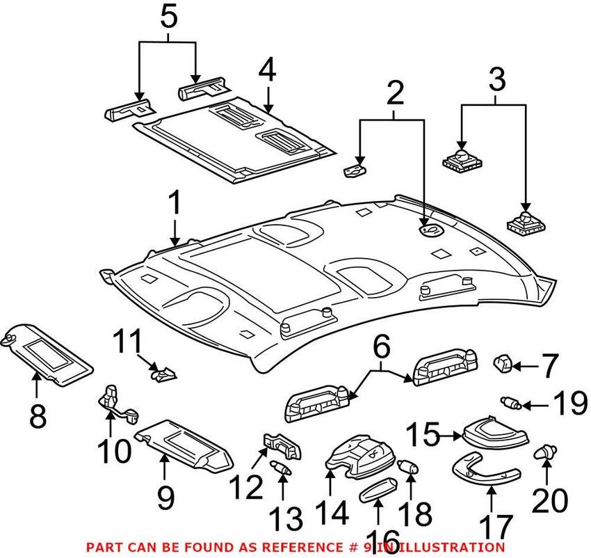 Mercedes Sun Visor - Driver Side (Quartz) 22081007108H20